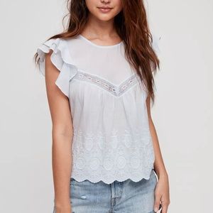 Aritzia x Sunday Best caddie white eyelet blouse XS